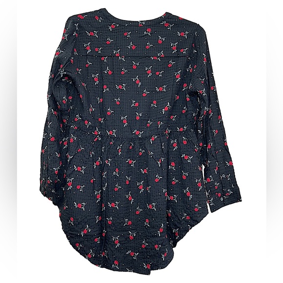 Host Pick NWT Torrid Emma black red floral crinkle long sleeve babydoll top 1X - Picture 7 of 11